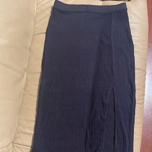 Black slit midi skirt